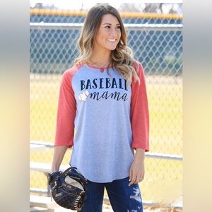 NWT! Baseball Mama 3/4 Sleeve Raglan Top